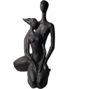 Man and Woman Statue kneeling Art Deco Abstract